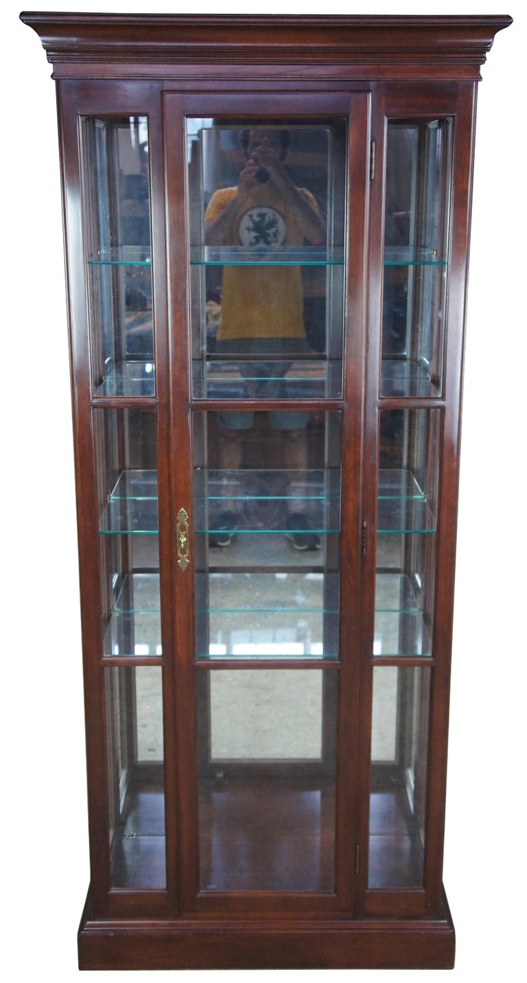 Ethan allen curio cabinet on sale cherry