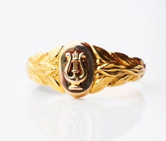 1985 Finish Lyra Ring Men Unisex Signet solid 14K Gold Ø US 9.5 /5gr