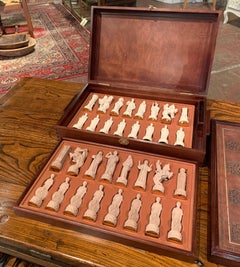 1985 Franklin Mint "The Great Crusaders" Chess Set Game with Leather Board