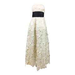 1985 Givenchy Haute Couture Silk Evening Gown With Embroidered Overlayer