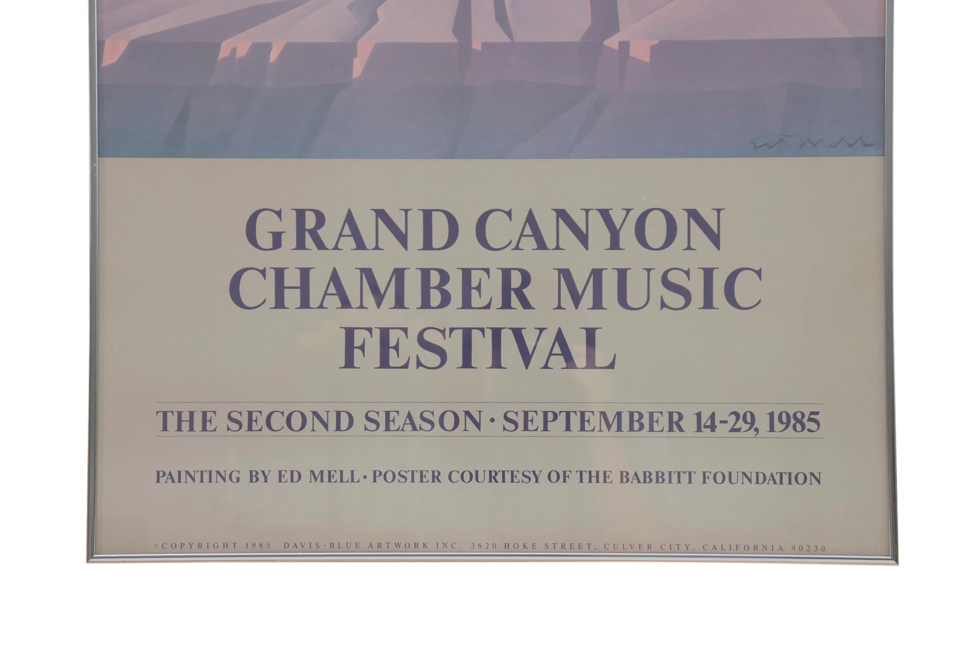 North American 1985 Grand Canyon Chamber Music Festival Framed Poster For Sale
