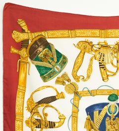 1985 Hermes Red Grand Uniforme by Joachim Metz Silk Scarf