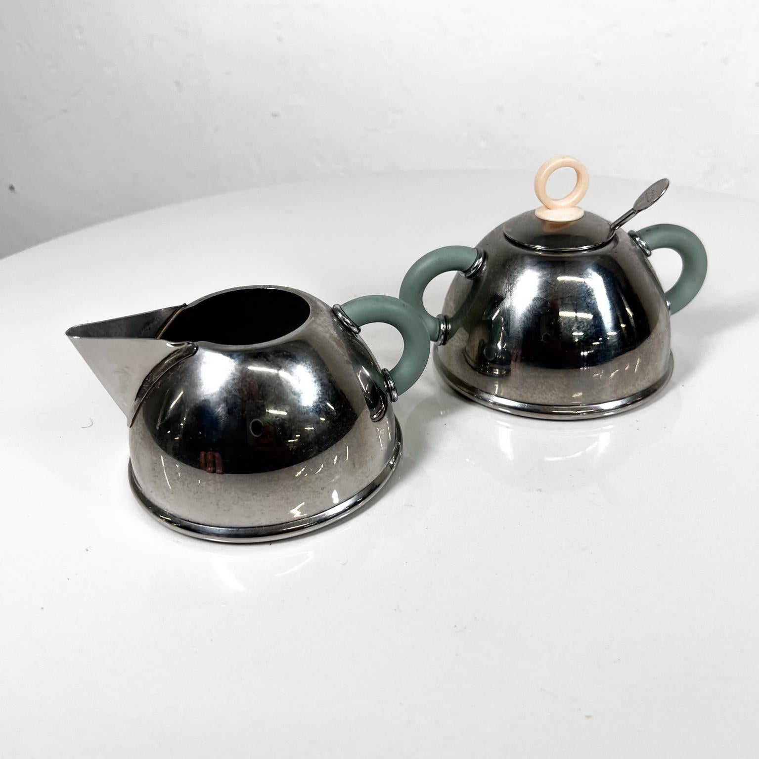 Taiwanese 1985 Iconic Alessi Sugar Bowl + Creamer designed by Michael Graves For Sale