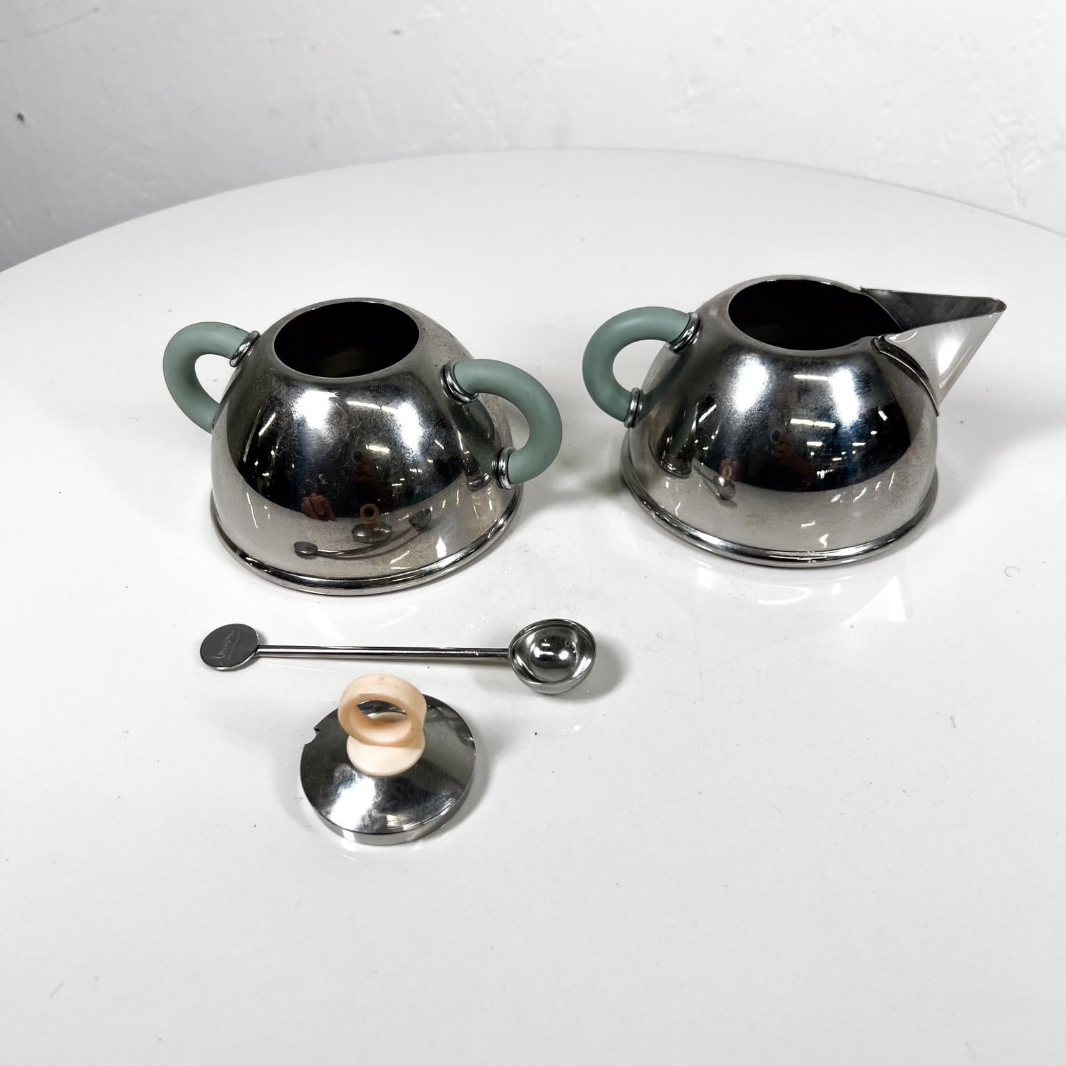 1985 Iconic Alessi Sugar Bowl + Creamer designed by Michael Graves For Sale 1