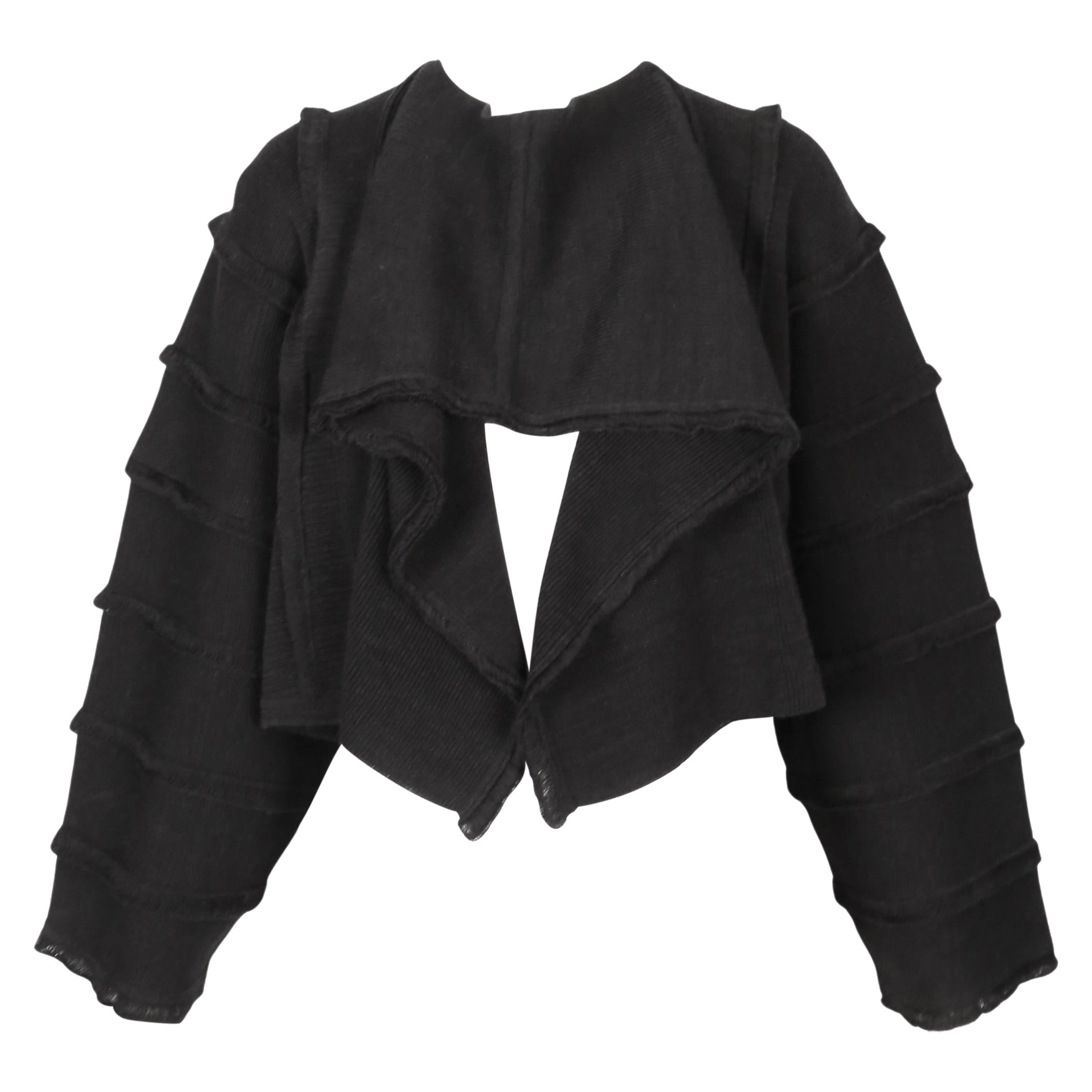 1985 ISSEY MIYAKE charcoal draped RUNWAY sweater