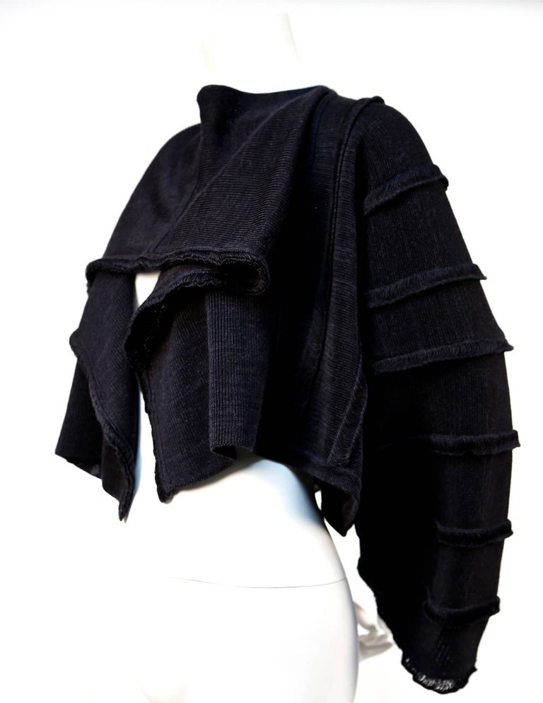 1985 ISSEY MIYAKE charcoal draped sweater For Sale at 1stDibs