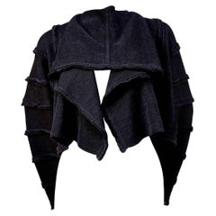 1985 ISSEY MIYAKE charcoal draped RUNWAY sweater