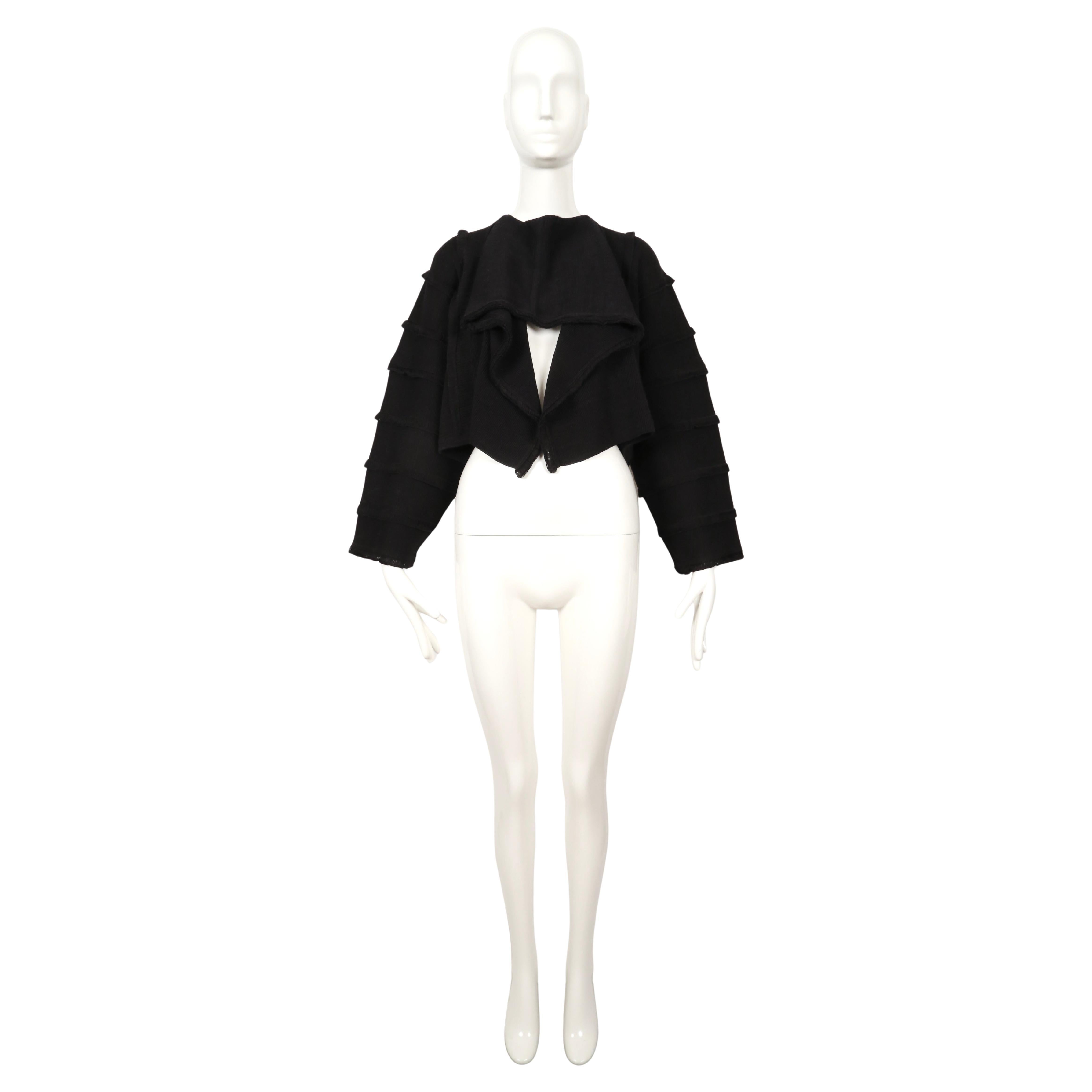 Black 1985 ISSEY MIYAKE charcoal draped sweater For Sale
