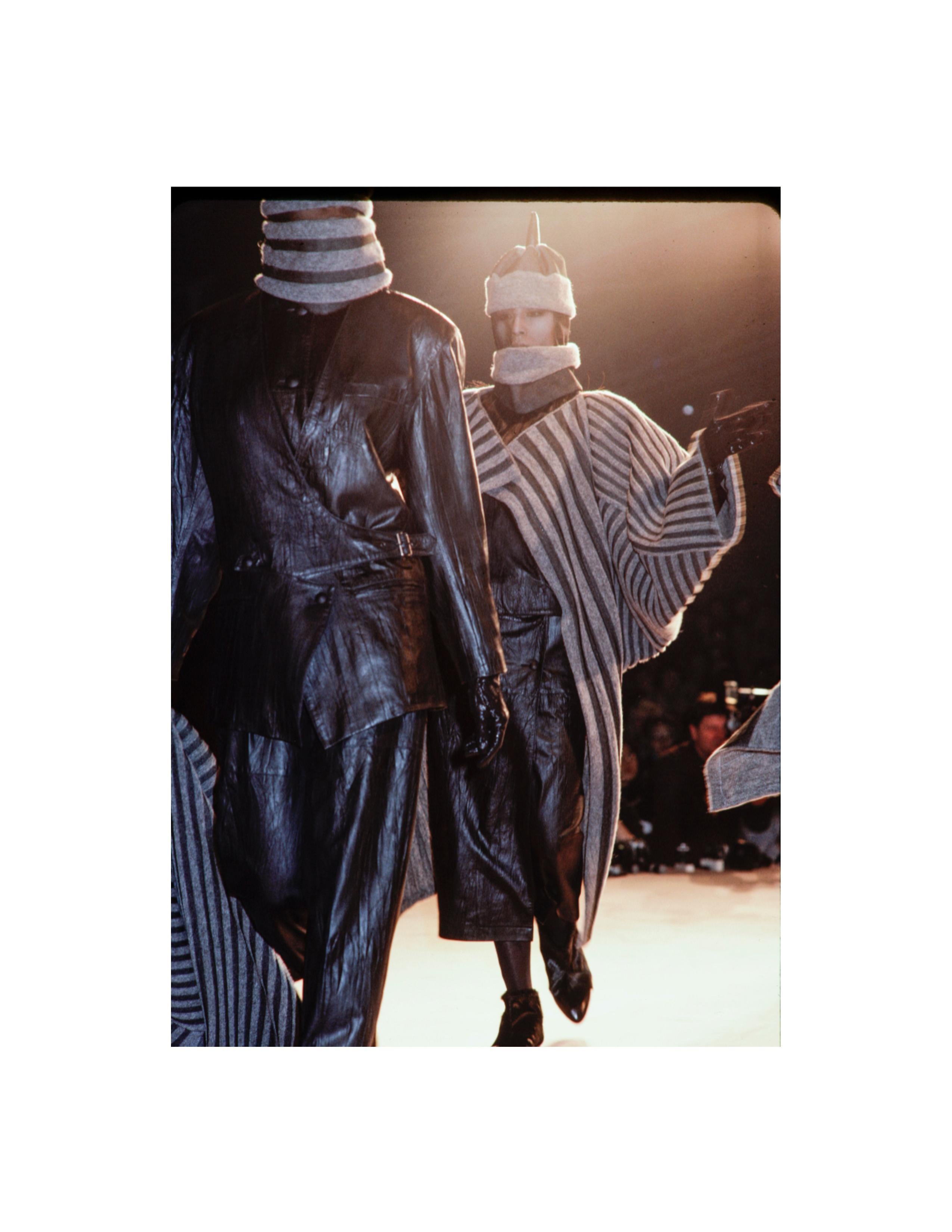 1985 ISSEY MIYAKE dark brown textured leather RUNWAY jacket 2