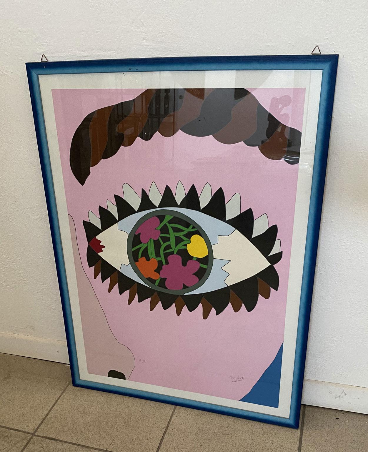 1985 Italien Pop Art Mehrfarbiger Druck von Ugo Nespolo im Angebot 3