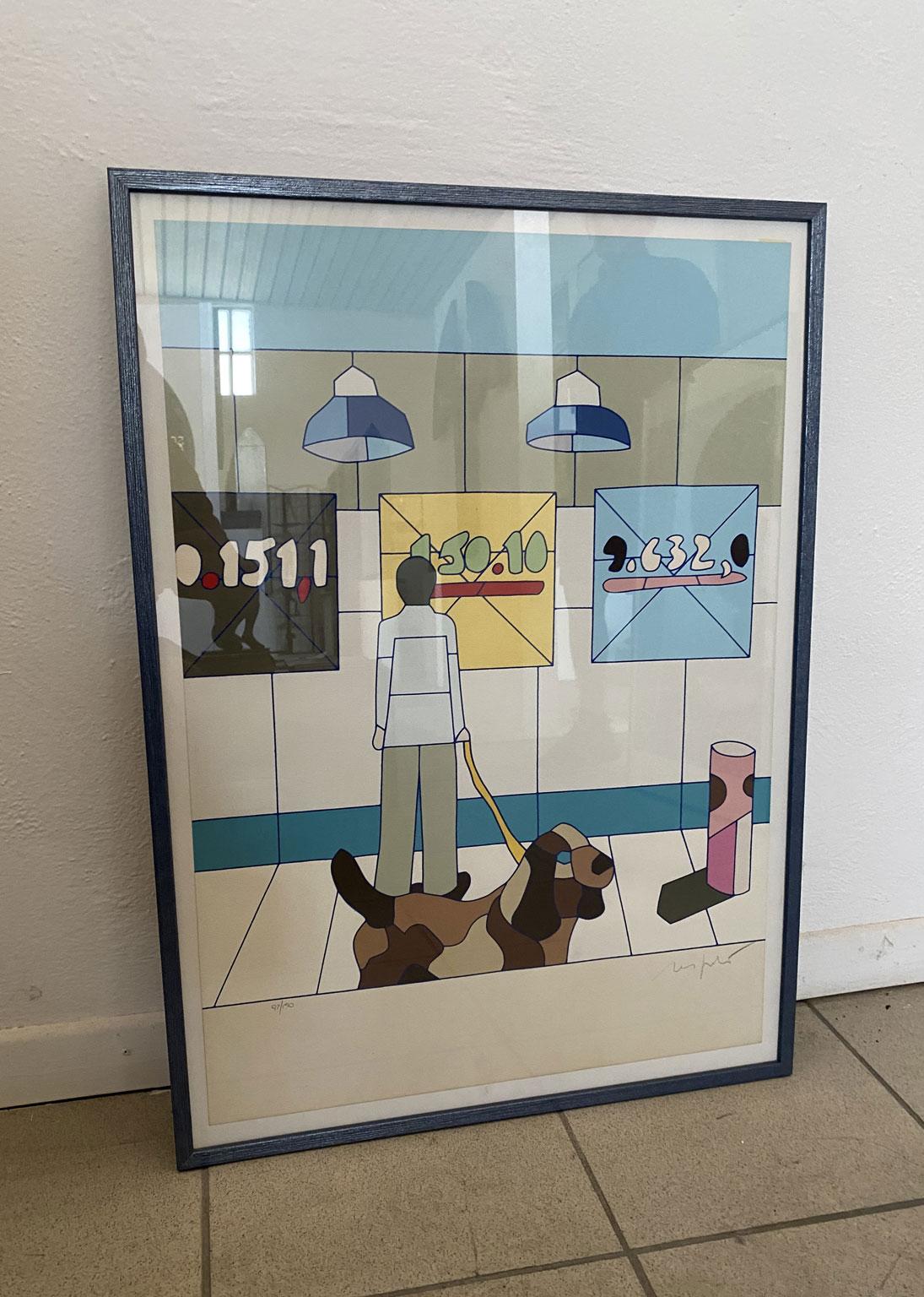 1985 Italien Pop Art Mehrfarbiger Druck von Ugo Nespolo (Moderne) im Angebot