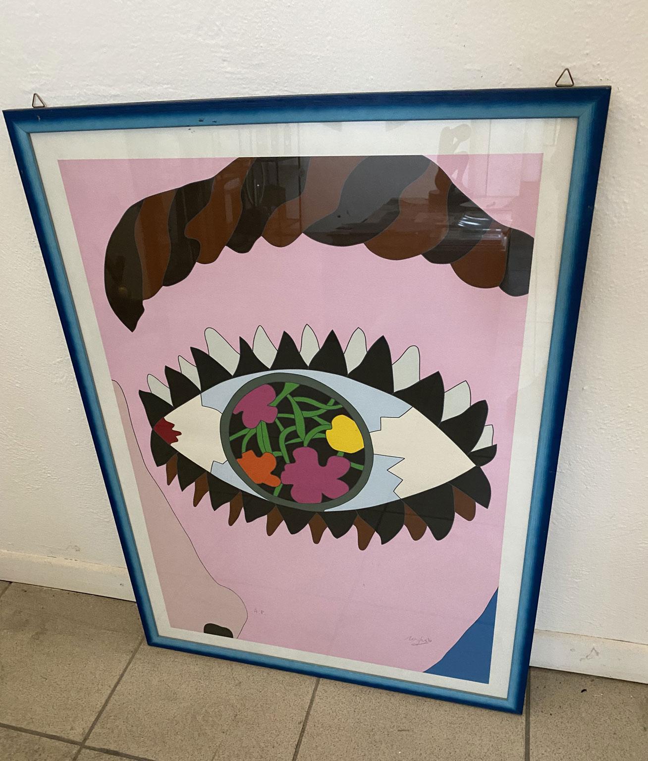 1985 Italien Pop Art Mehrfarbiger Druck von Ugo Nespolo (Italienisch) im Angebot