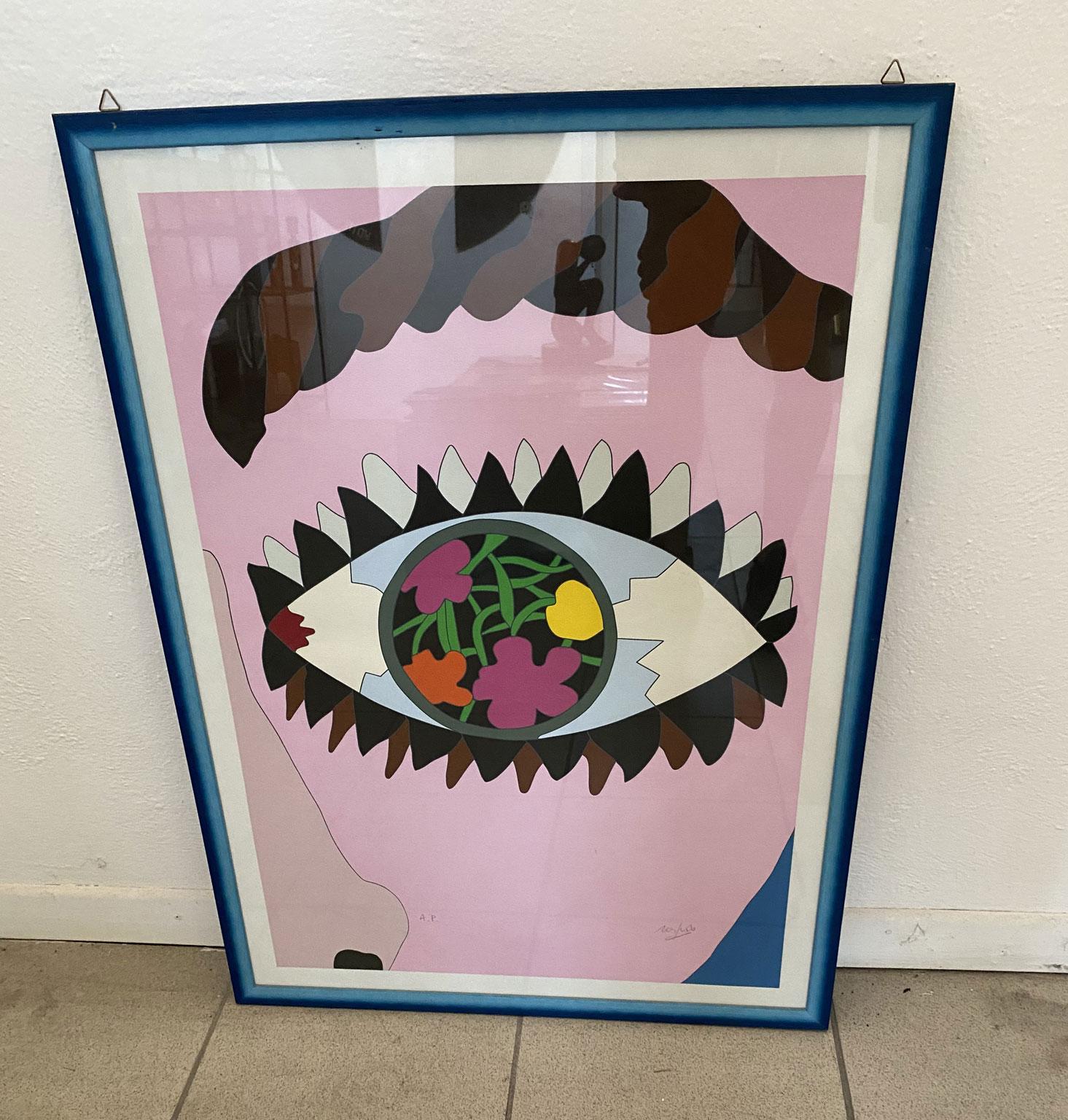 1985 Italien Pop Art Mehrfarbiger Druck von Ugo Nespolo (Papier) im Angebot