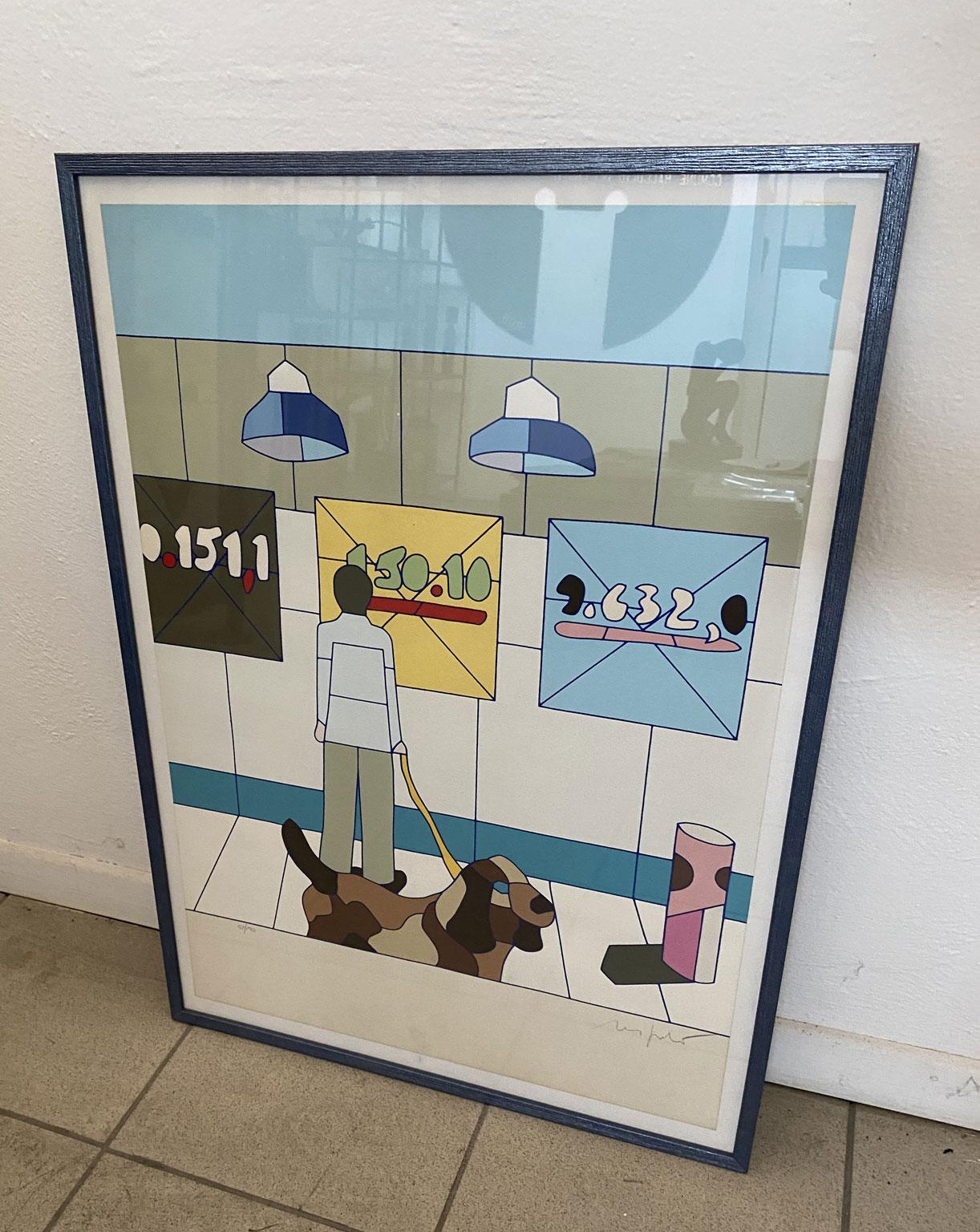 1985 Italien Pop Art Mehrfarbiger Druck von Ugo Nespolo im Angebot 1