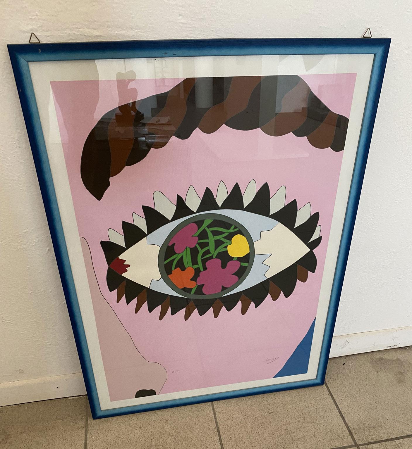 1985 Italien Pop Art Mehrfarbiger Druck von Ugo Nespolo im Angebot 2