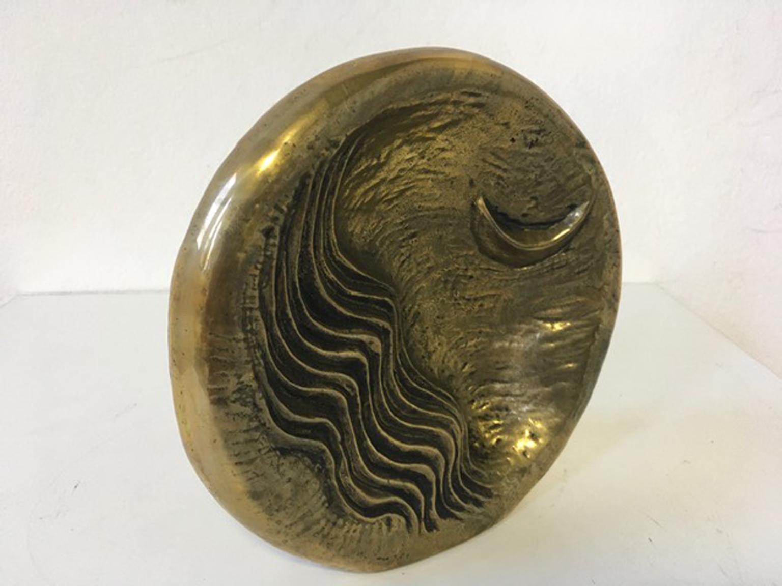 1985 Italy Post Modern Abstract Bronze Sculpture the Moon For Sale 4