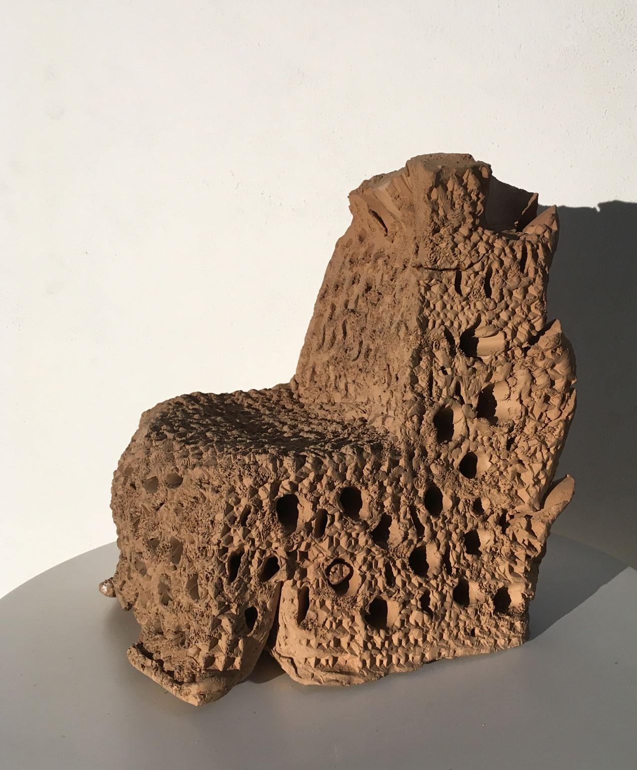 1985 Italy Terracotta Abstract Sculpture by Urano Palma Terracotta Throne For Sale 8