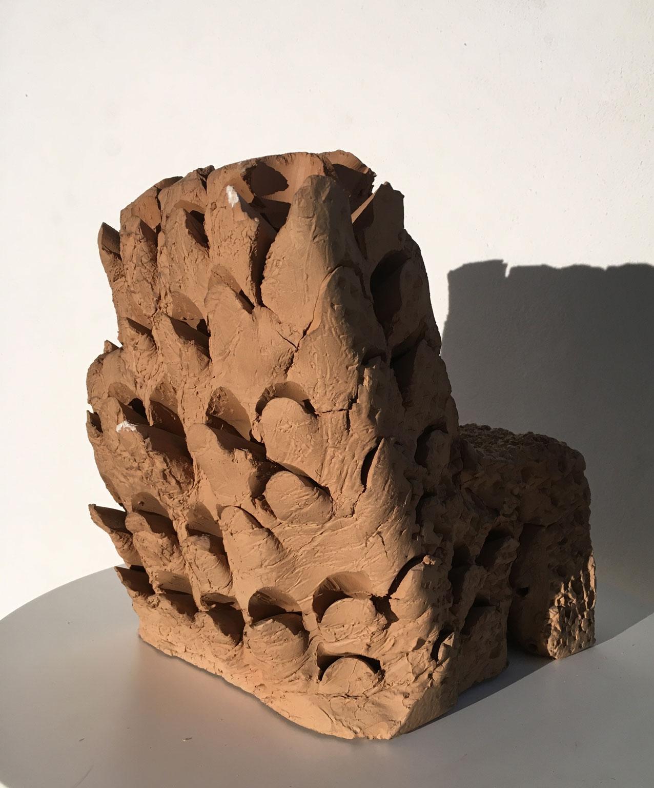 1985 Italy Terracotta Abstract Sculpture by Urano Palma Terracotta Throne For Sale 11