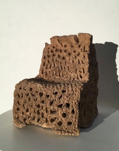 1985 Italia Scultura astratta in terracotta di Urano Palma Trono di terracotta