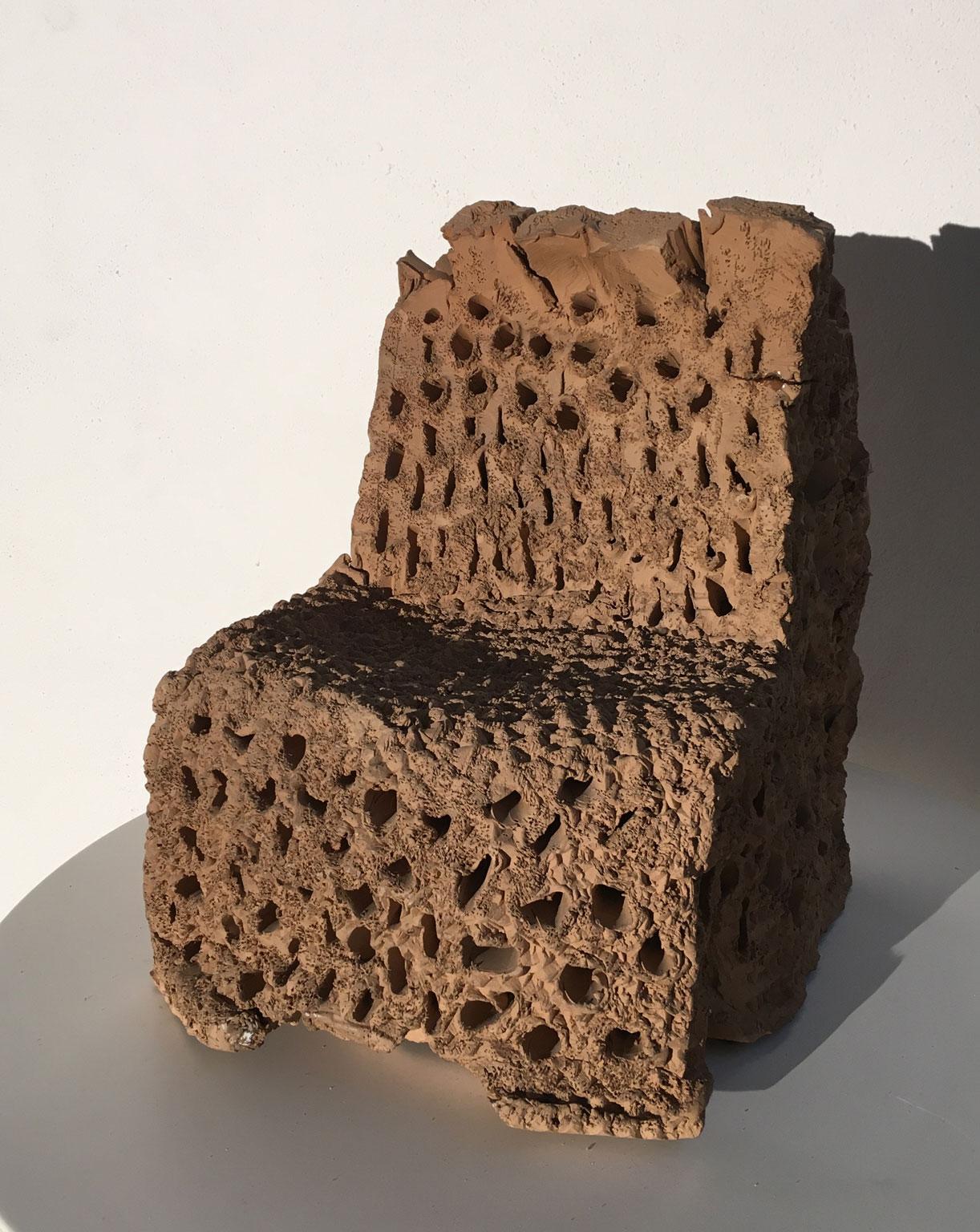 Post-Modern 1985 Italy Terracotta Abstract Sculpture by Urano Palma Terracotta Throne For Sale