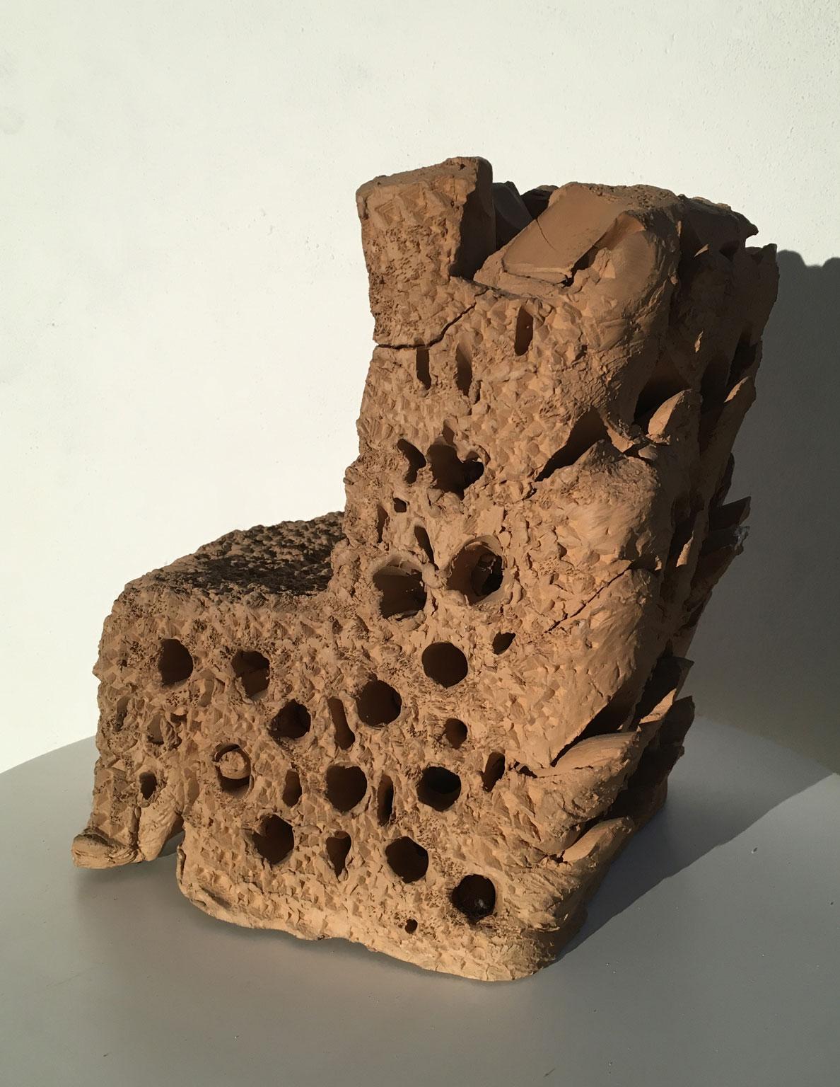 Hand-Crafted 1985 Italy Terracotta Abstract Sculpture by Urano Palma Terracotta Throne For Sale