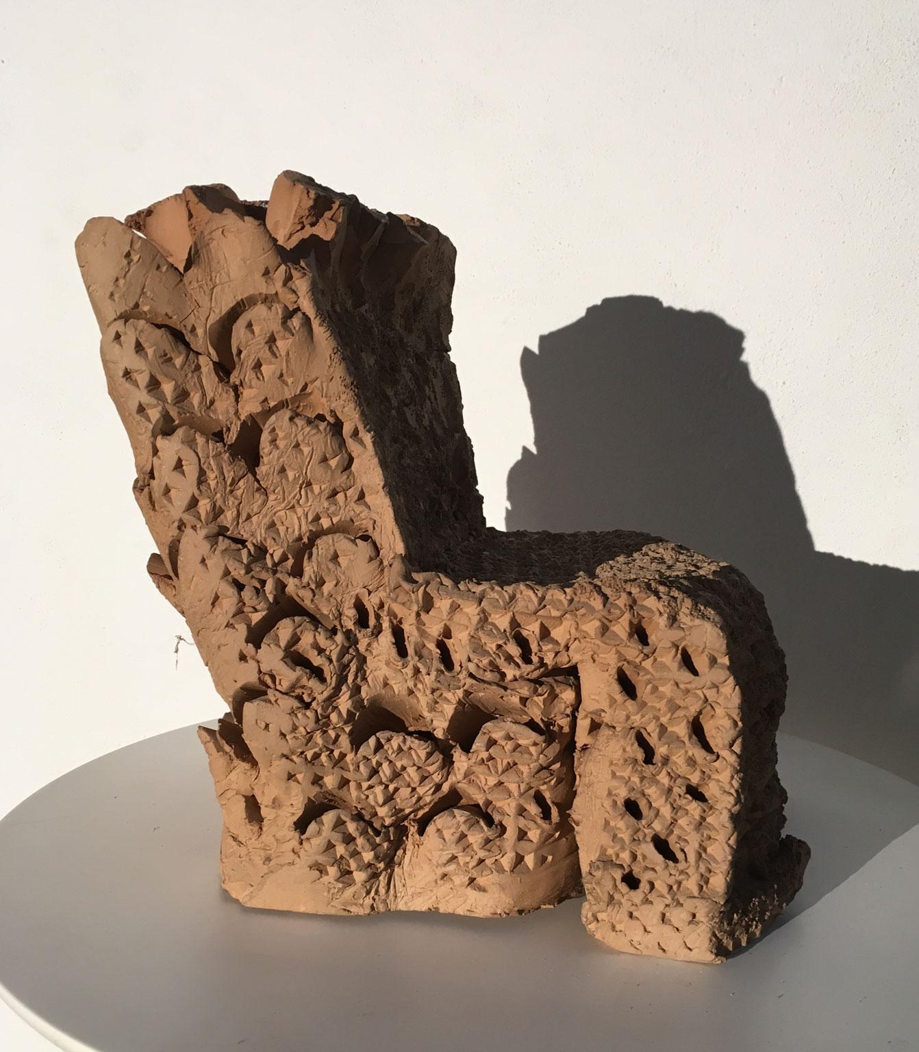 1985 Italy Terracotta Abstract Sculpture by Urano Palma Terracotta Throne For Sale 1