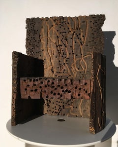 1985 Italia Scultura astratta in legno di Urano Palma Grande Trono Grande