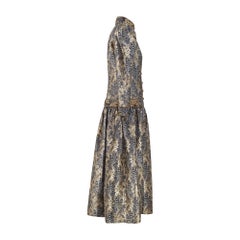 1985 Jean-Louis Scherrer Haute Couture Gold Paisley Dress and Shoes