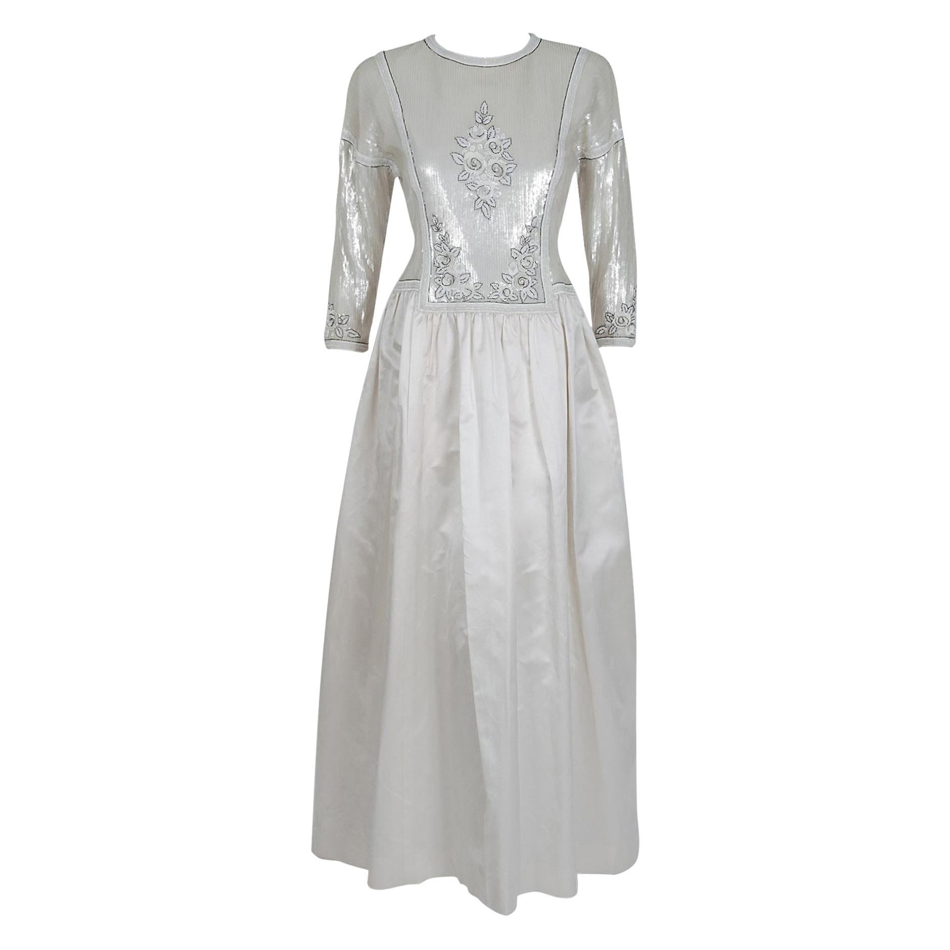 Vintage 1985 Karl Lagerfeld for Chanel Haute-Couture Lesage Beaded Silk  Gown at 1stDibs
