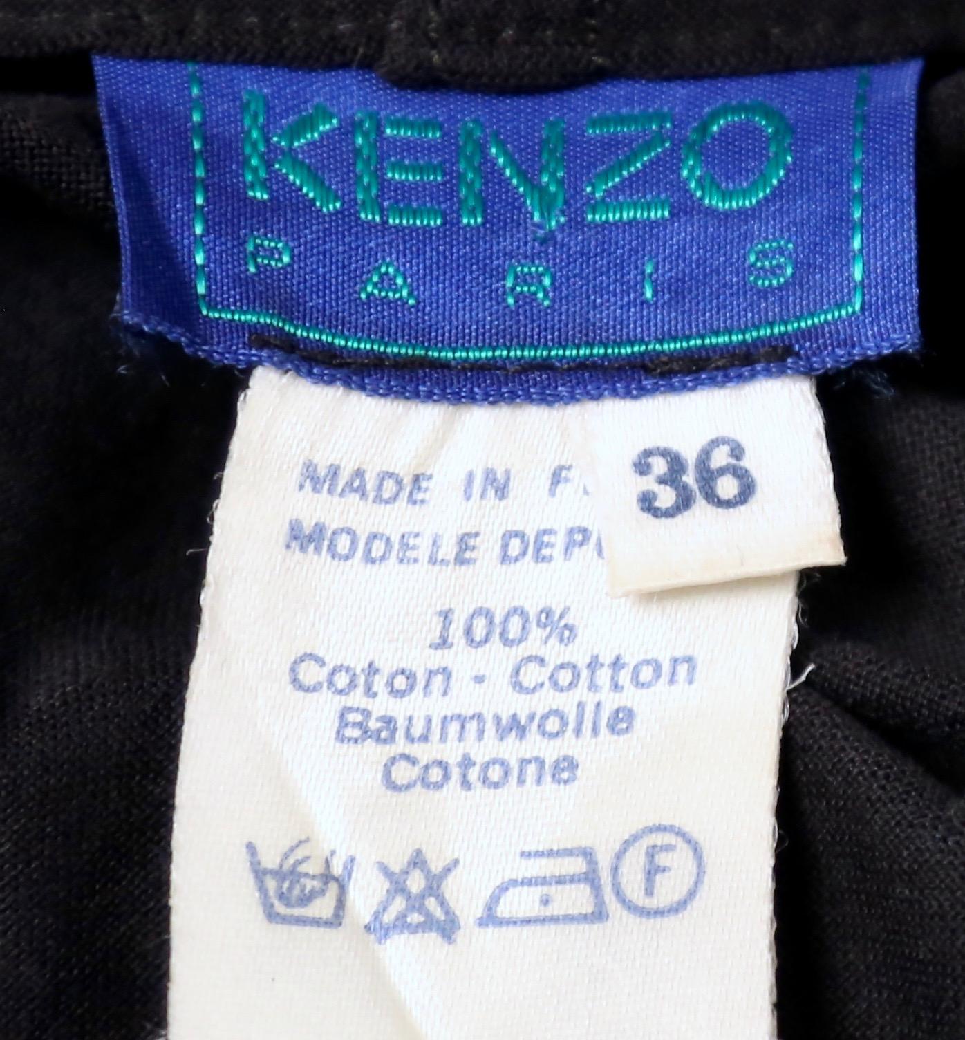 Black 1985 KENZO fine gauge cotton jersey runway dress with pocket For Sale