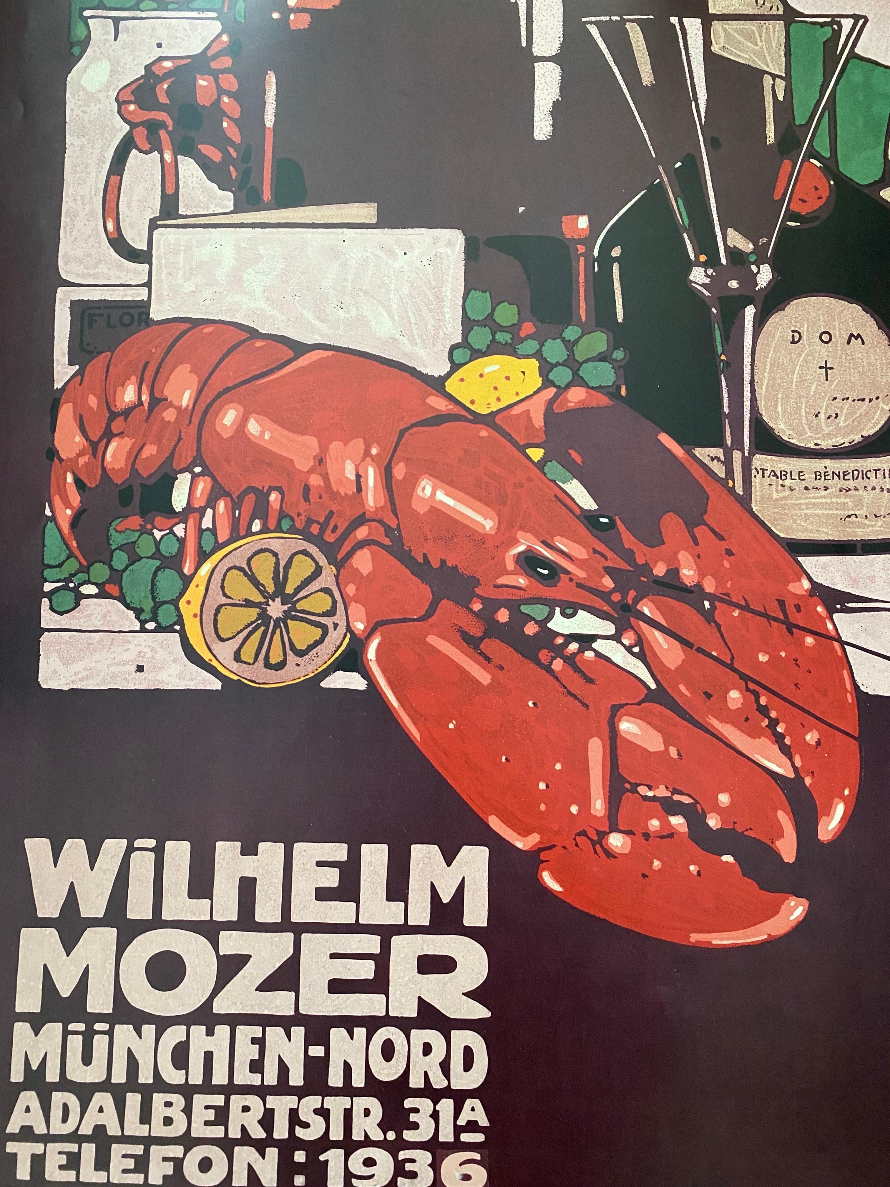 Papier Affiche publicitaire « Wildhelm Mozer » de Ludwig Hohlwein, 1985 en vente