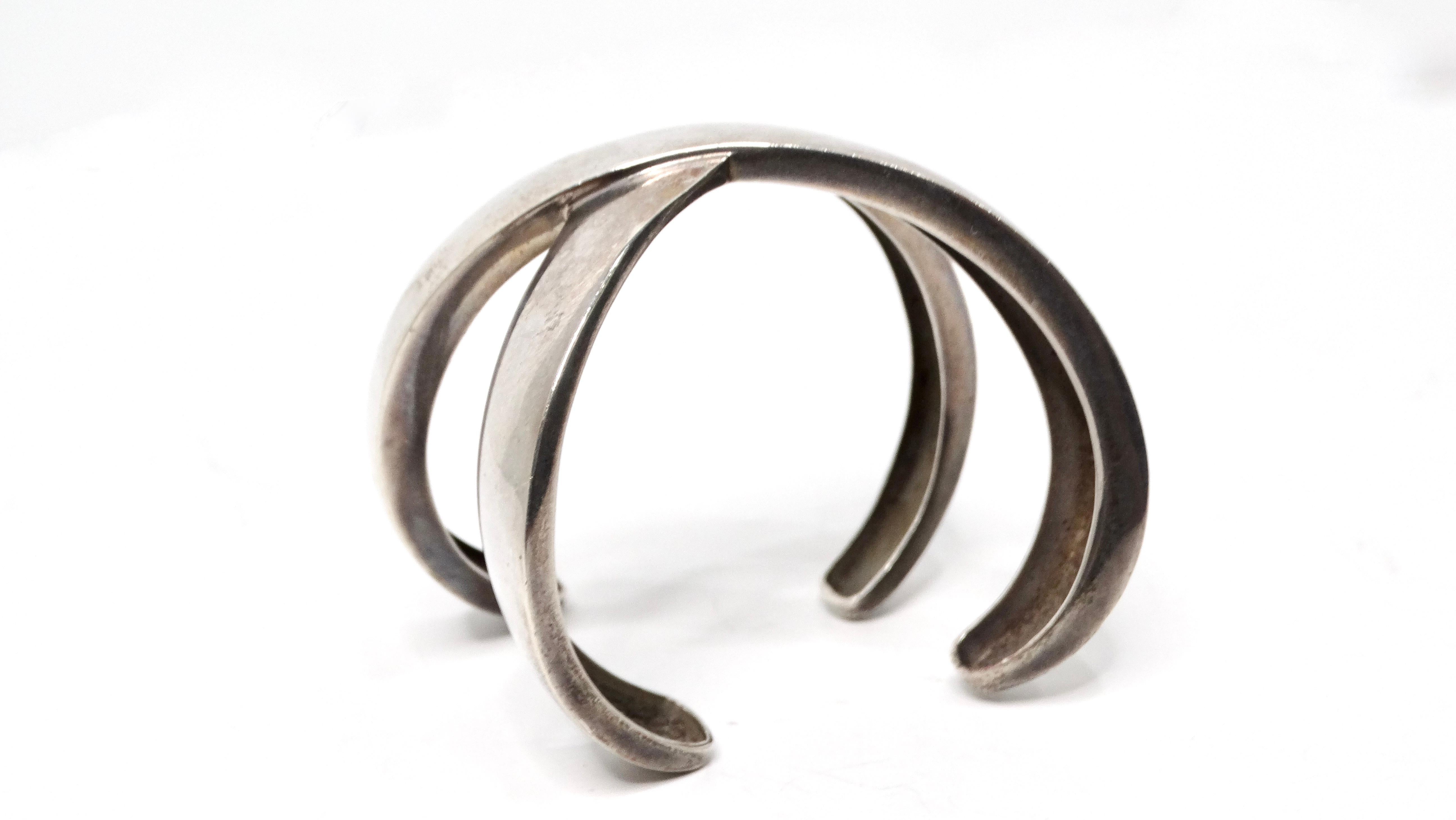 Women's 1985 Paloma Picasso for Tiffany & Co. Sterling Silver Graffiti X Cuff Bracelet For Sale