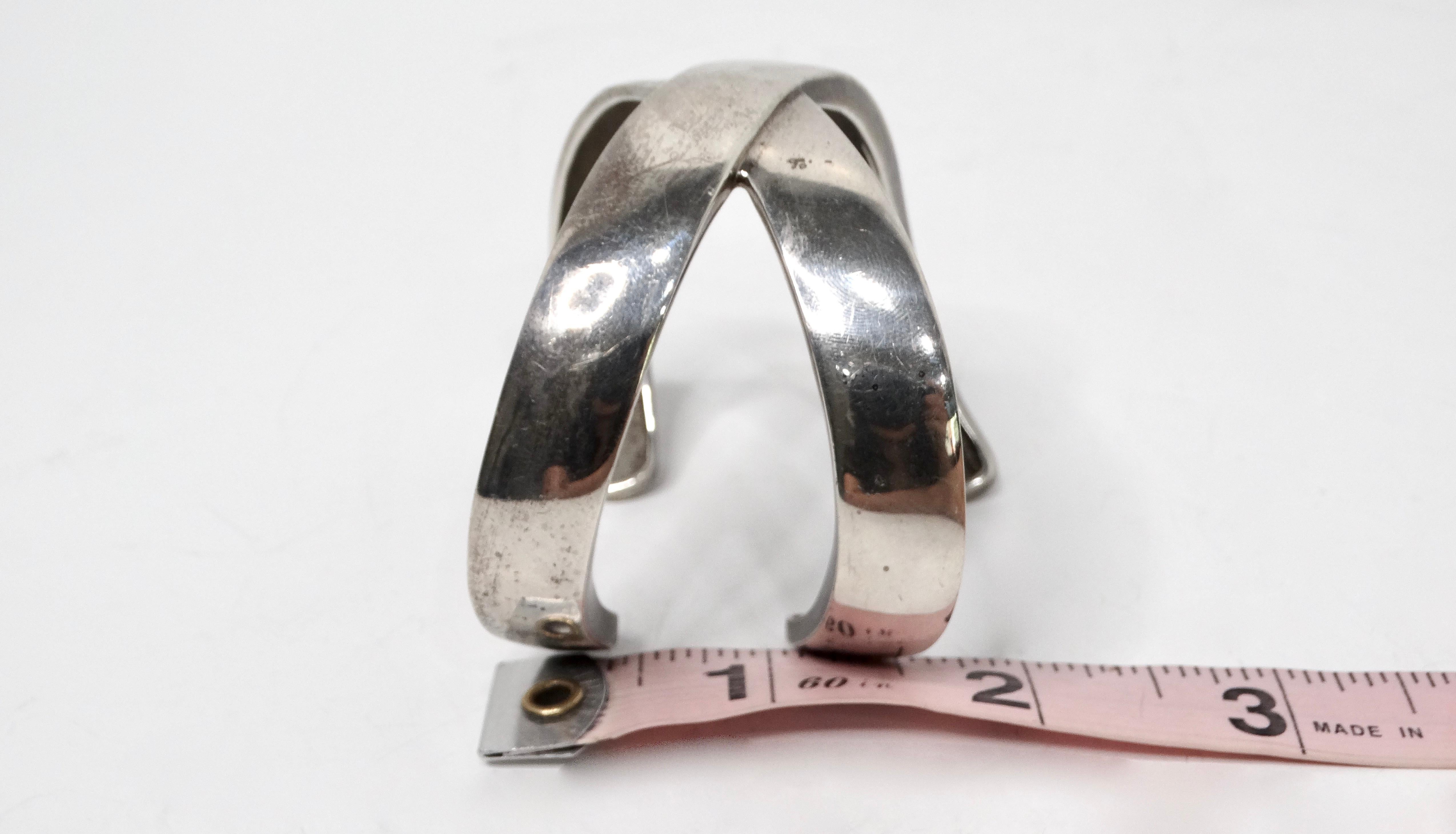1985 Paloma Picasso for Tiffany & Co. Sterling Silver Graffiti X Cuff Bracelet For Sale 4