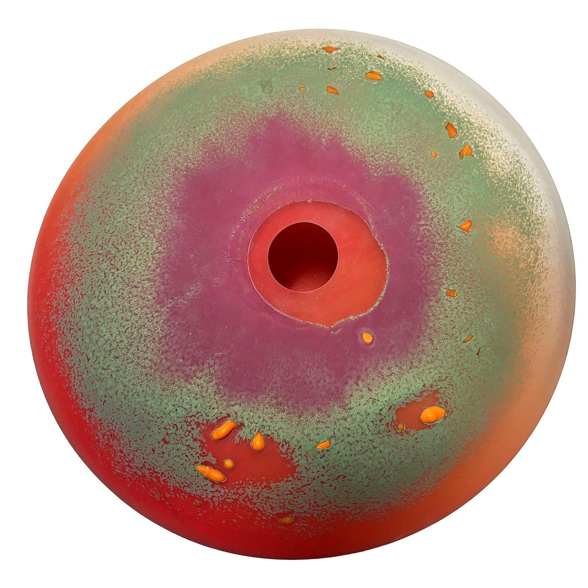 Fine XX secolo 1985 Vaso astratto in vetro soffiato a mano postmoderno firmato Steve Hourigan in vendita