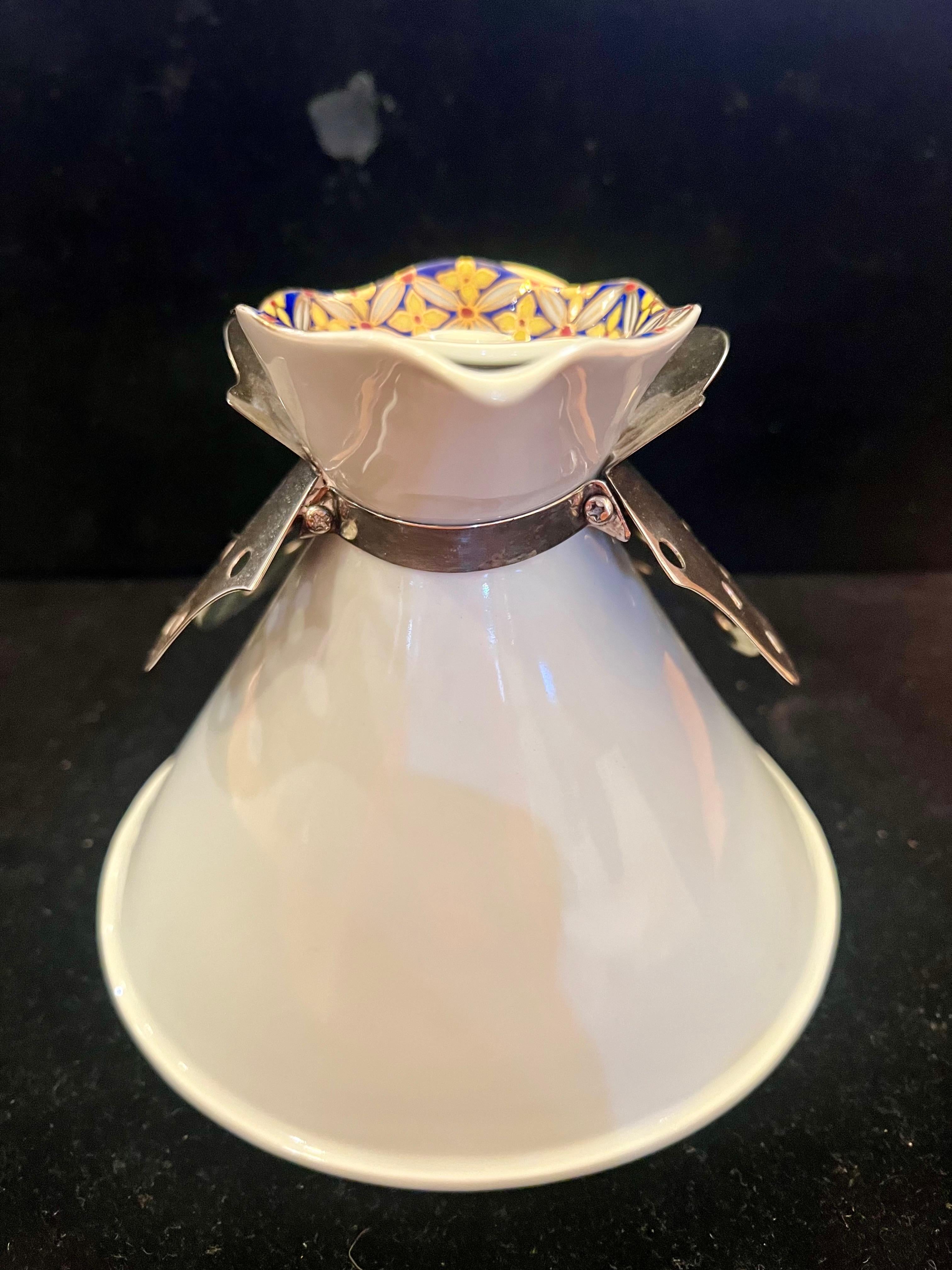 Postmoderne Théière postmoderne rare en porcelaine et argent de Borek Sipek pour Driade, 1985 en vente
