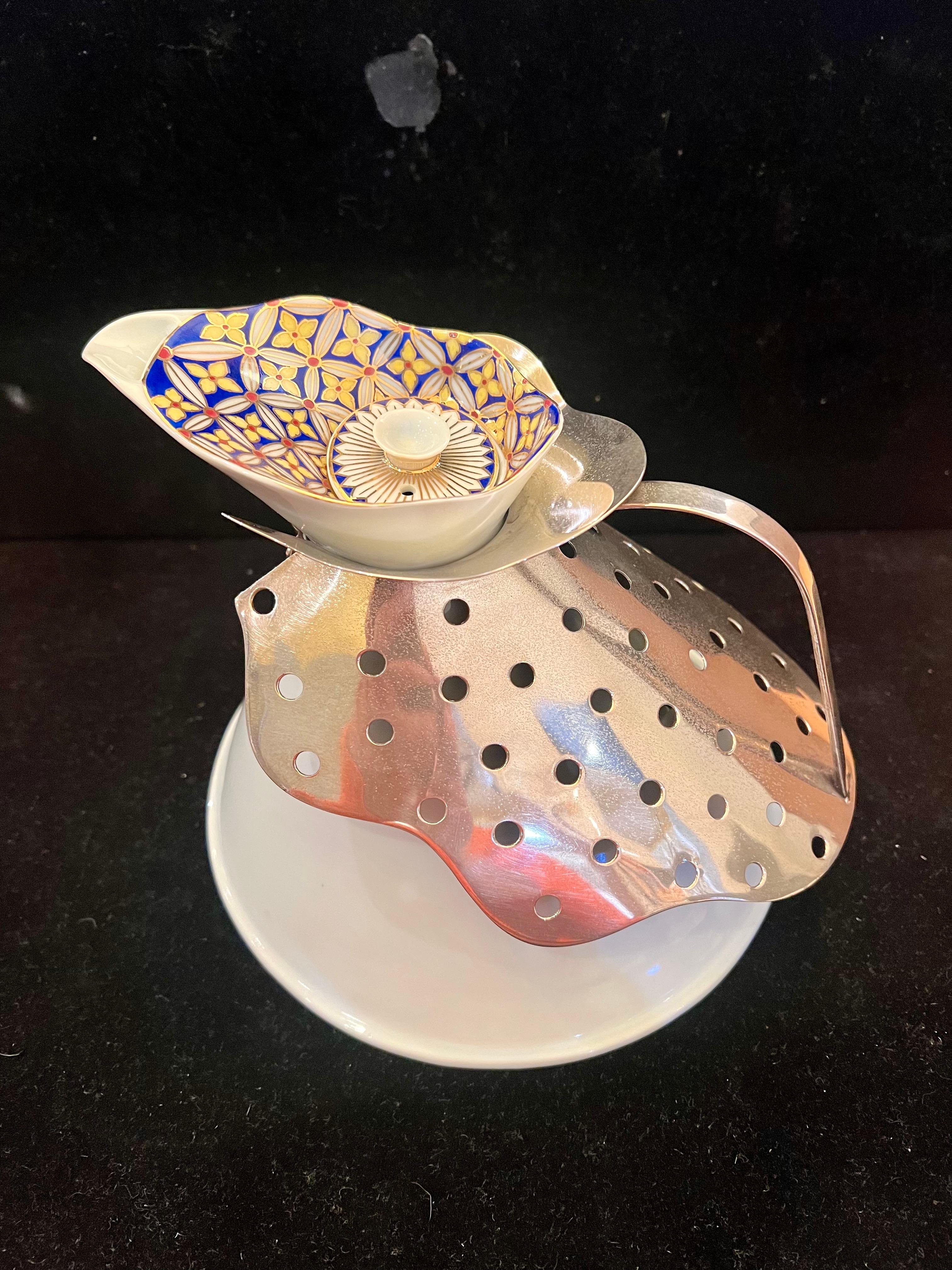 Argent Théière postmoderne rare en porcelaine et argent de Borek Sipek pour Driade, 1985 en vente