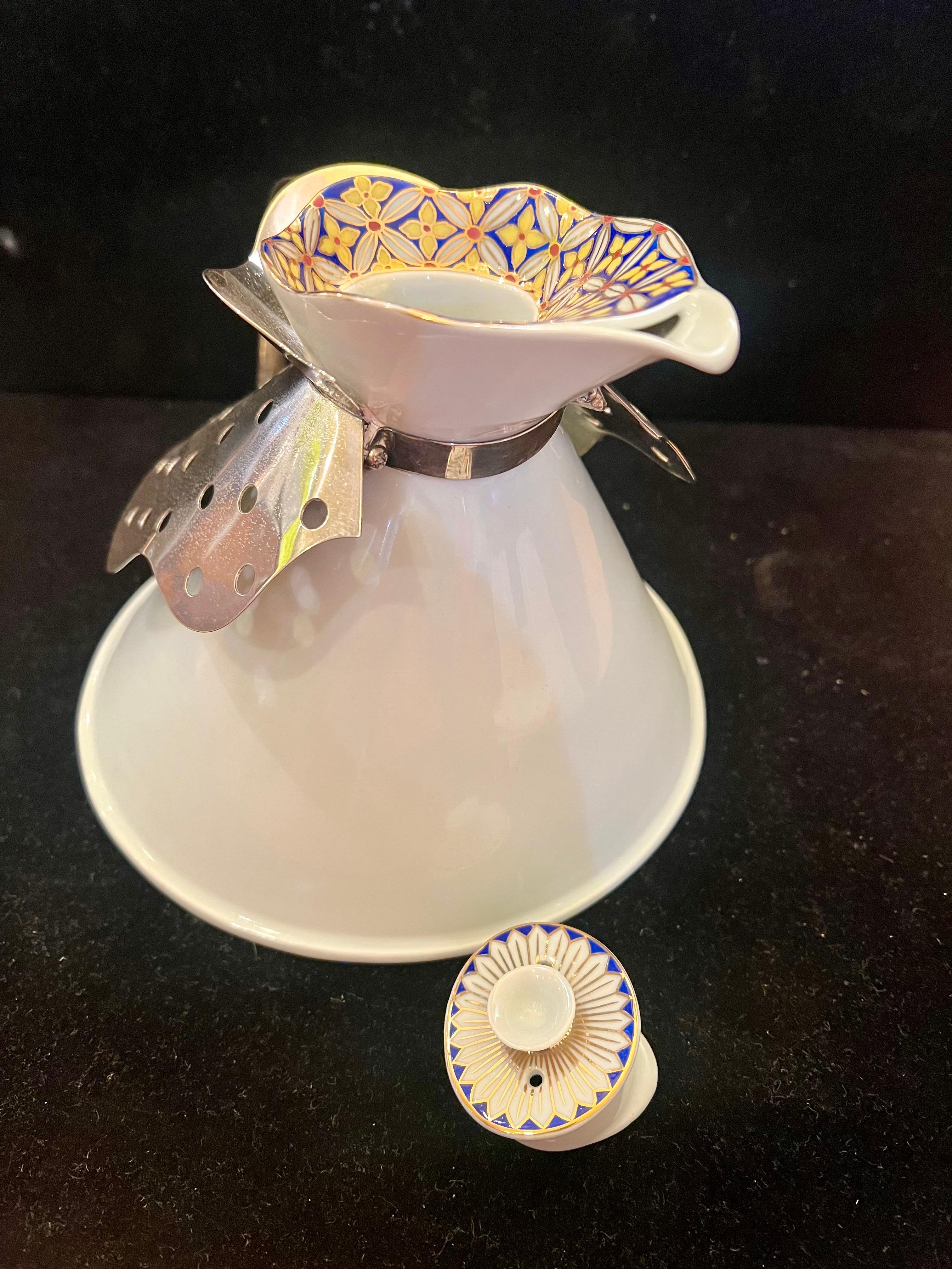 Théière postmoderne rare en porcelaine et argent de Borek Sipek pour Driade, 1985 en vente 1