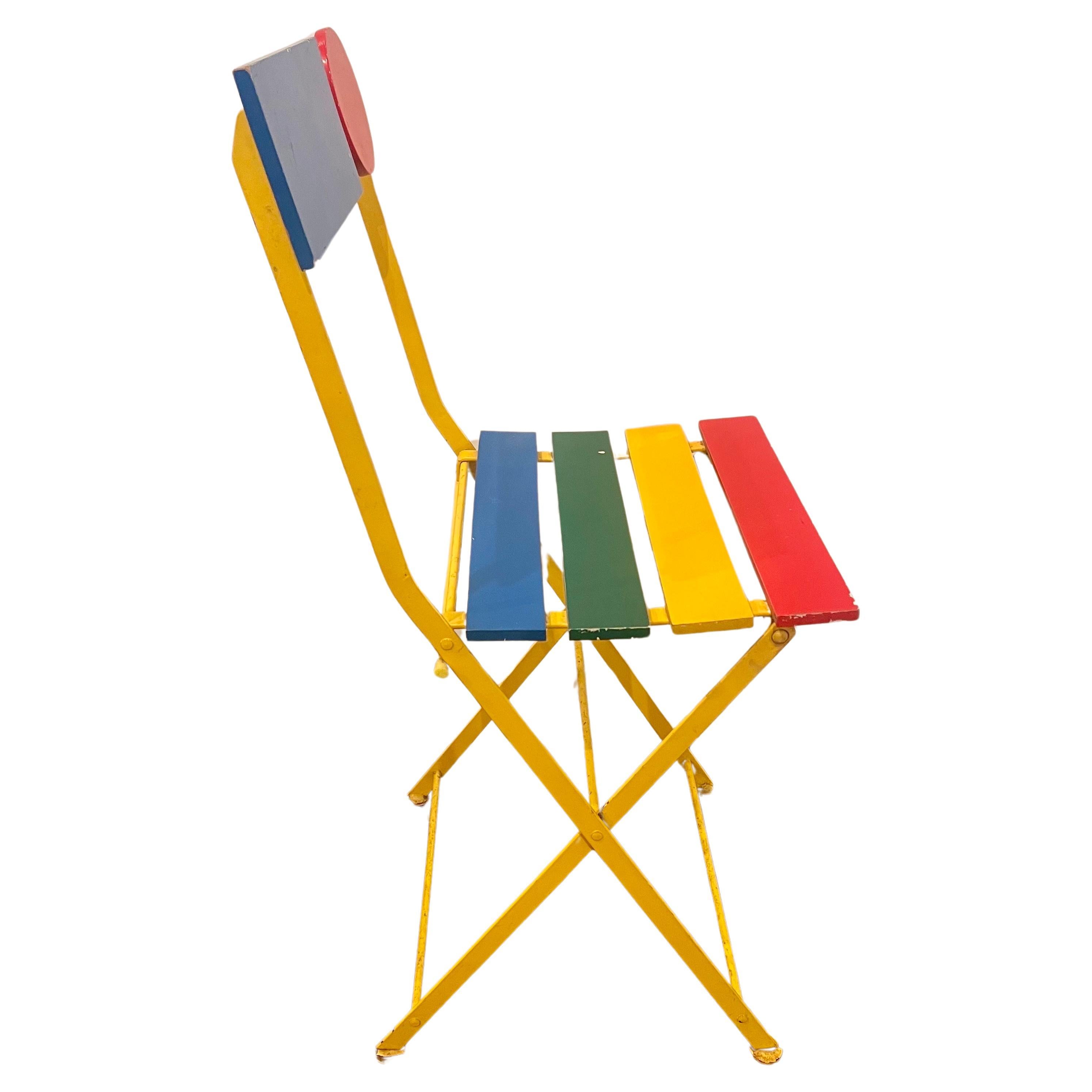 20th Century 1985 Rare Postmodern Side Chair by Denis Balland For Fermob France For Sale