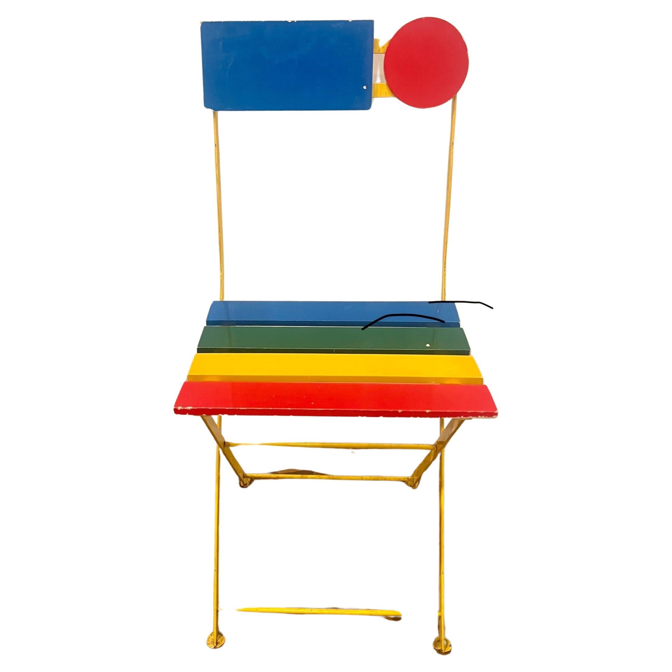 Seltener postmoderner Beistellstuhl von Denis Balland für Fermob, Frankreich, 1985 im Angebot
