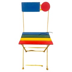 Vintage 1985 Rare Postmodern Side Chair by Denis Balland For Fermob France