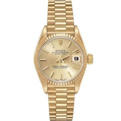 1985 Rolex 26mm Presidential 18K Gold Watch with Champagne Dial and Fluted Bezel