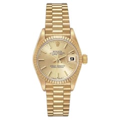 1985 Rolex 26mm Presidential 18K Gold Watch with Champagne Dial and Fluted Bezel