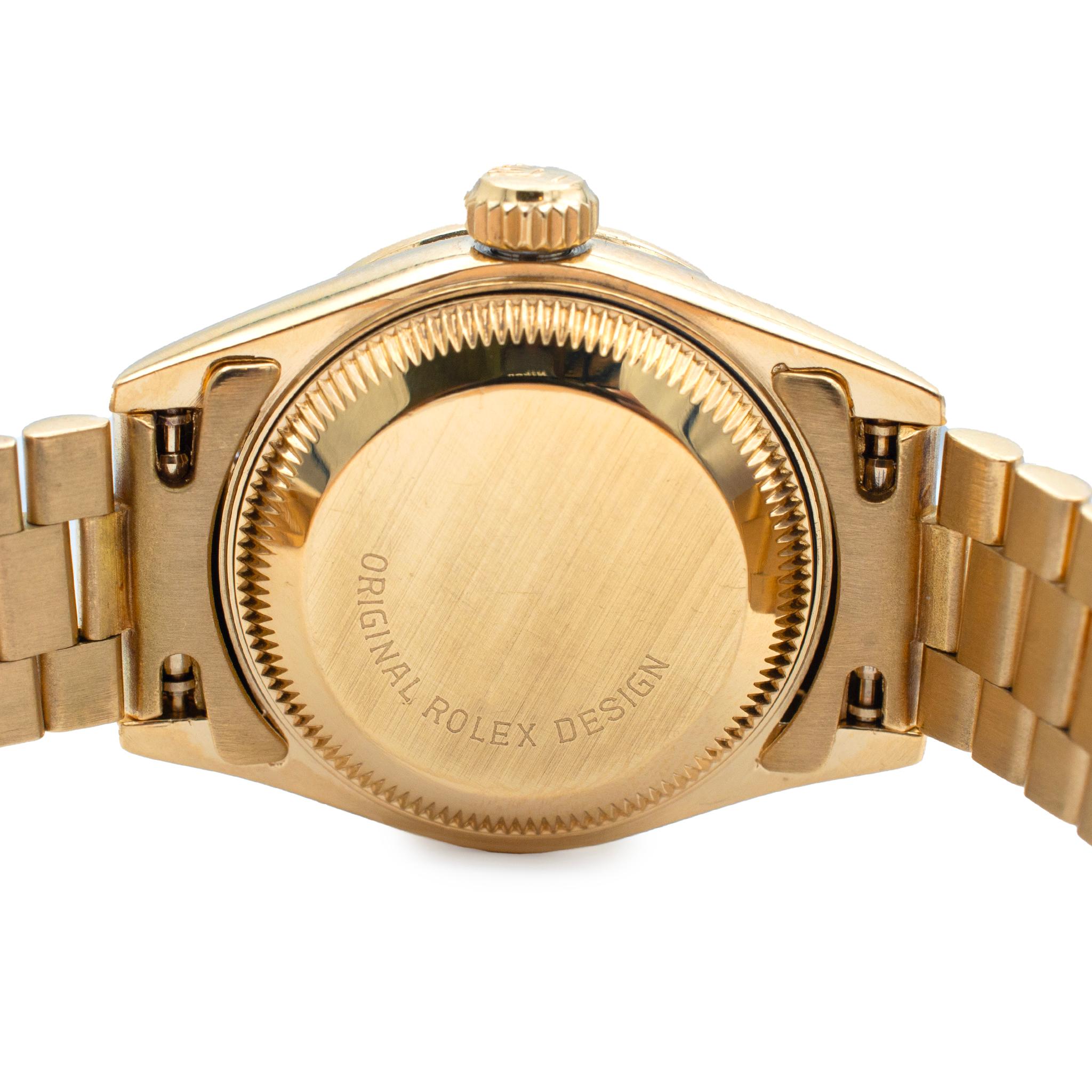 1985 Rolex Datejust 26MM 69138 Präsident Schwarzer Diamant 18K Gelbgold Uhr im Zustand „Hervorragend“ in Houston, TX