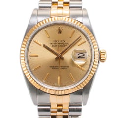 1985 Rolex Datejust 36MM 16013 Champagner Jubiläum 18K Gelbgold & Stahluhr