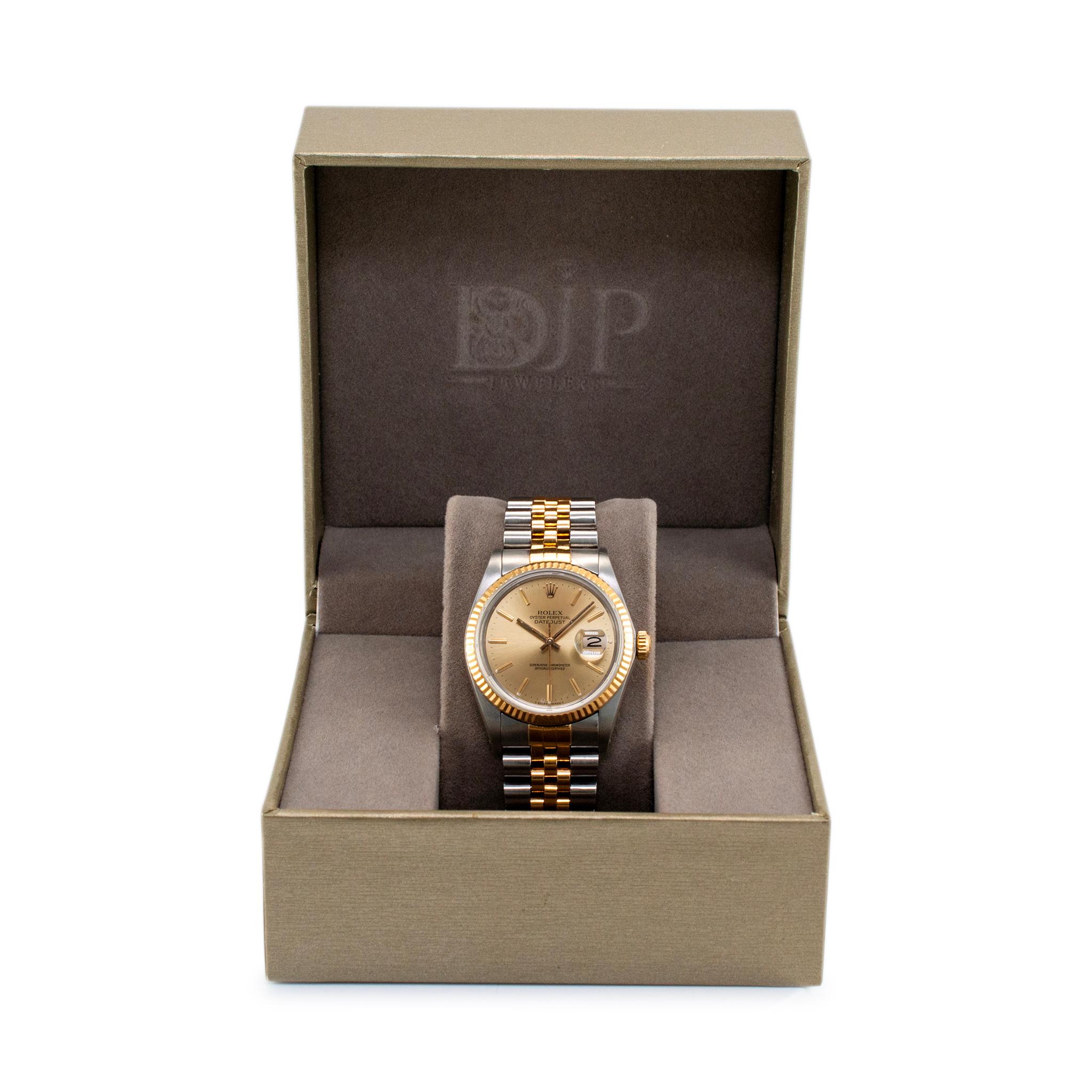 1985 Rolex Datejust 36MM 16013 Champagne Jubilee 18K Yellow Gold & Steel Watch 3