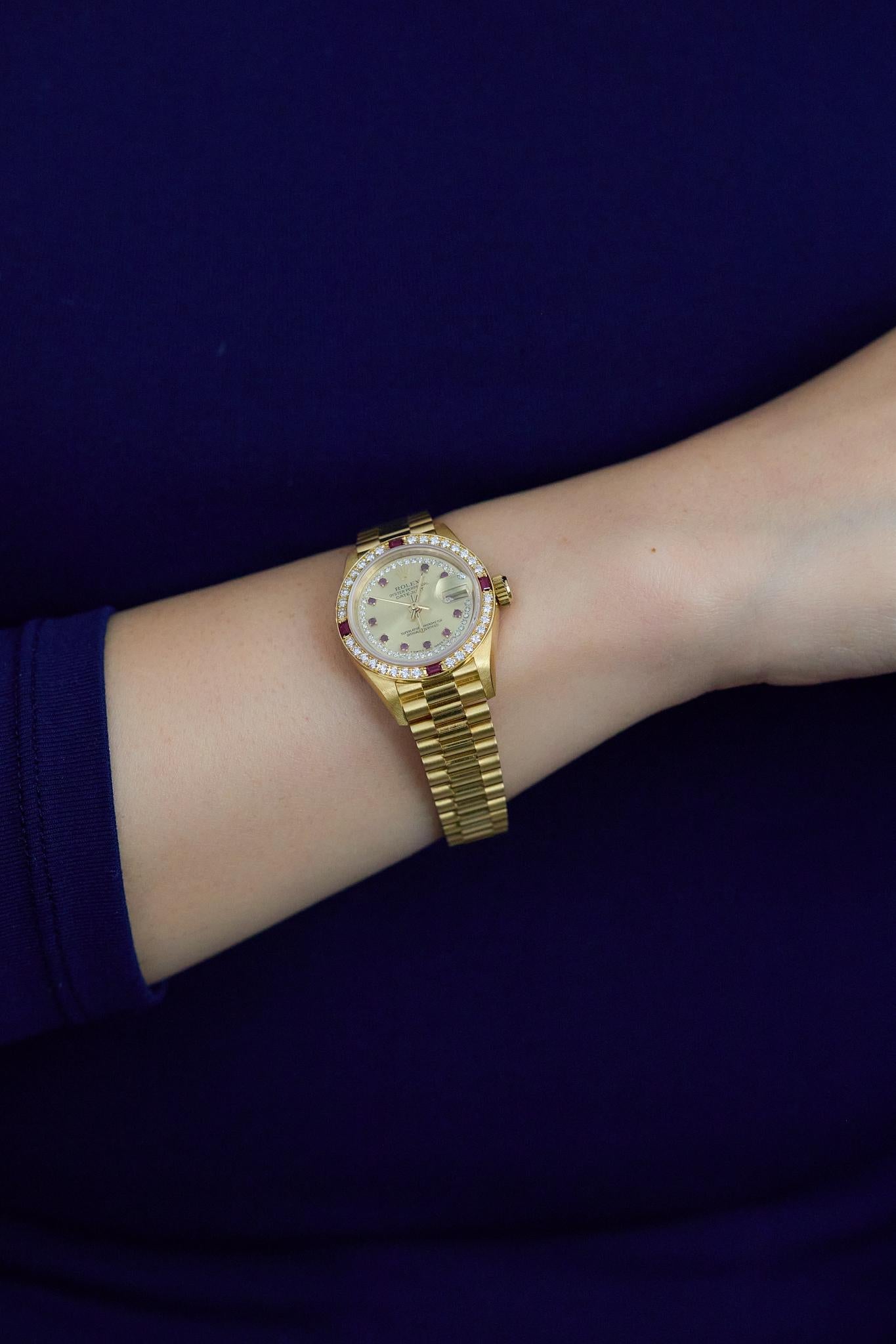 1985 Rolex Lady-Datejust Armbanduhr in 18k Gelbgold Ref: 69068 Damen im Angebot