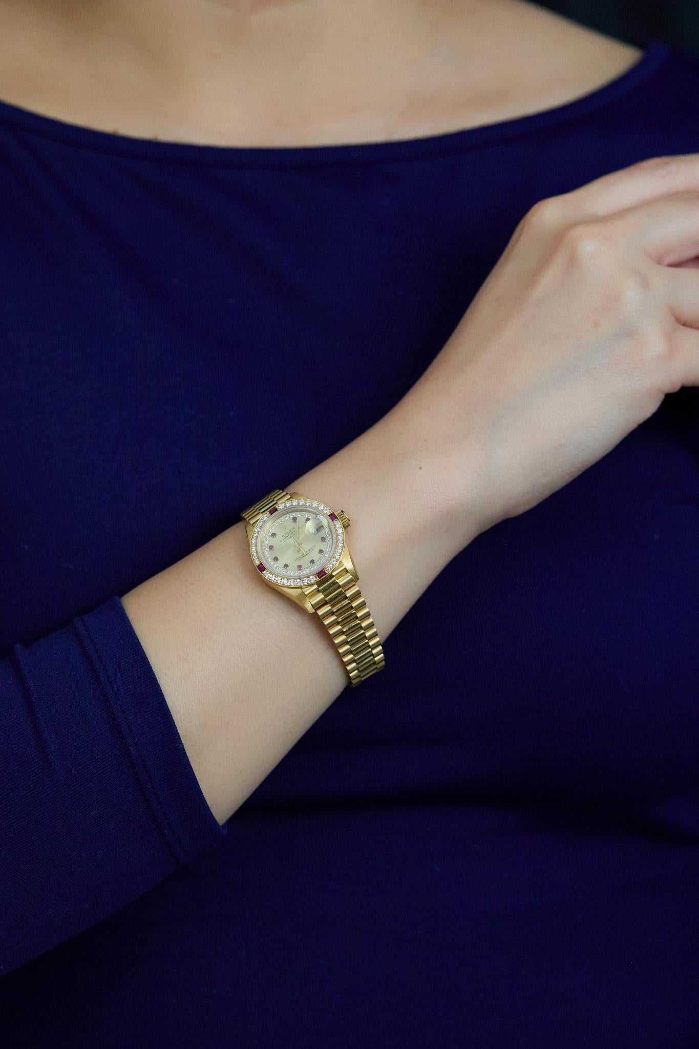 1985 Rolex Lady-Datejust Armbanduhr in 18k Gelbgold Ref: 69068 im Angebot 1