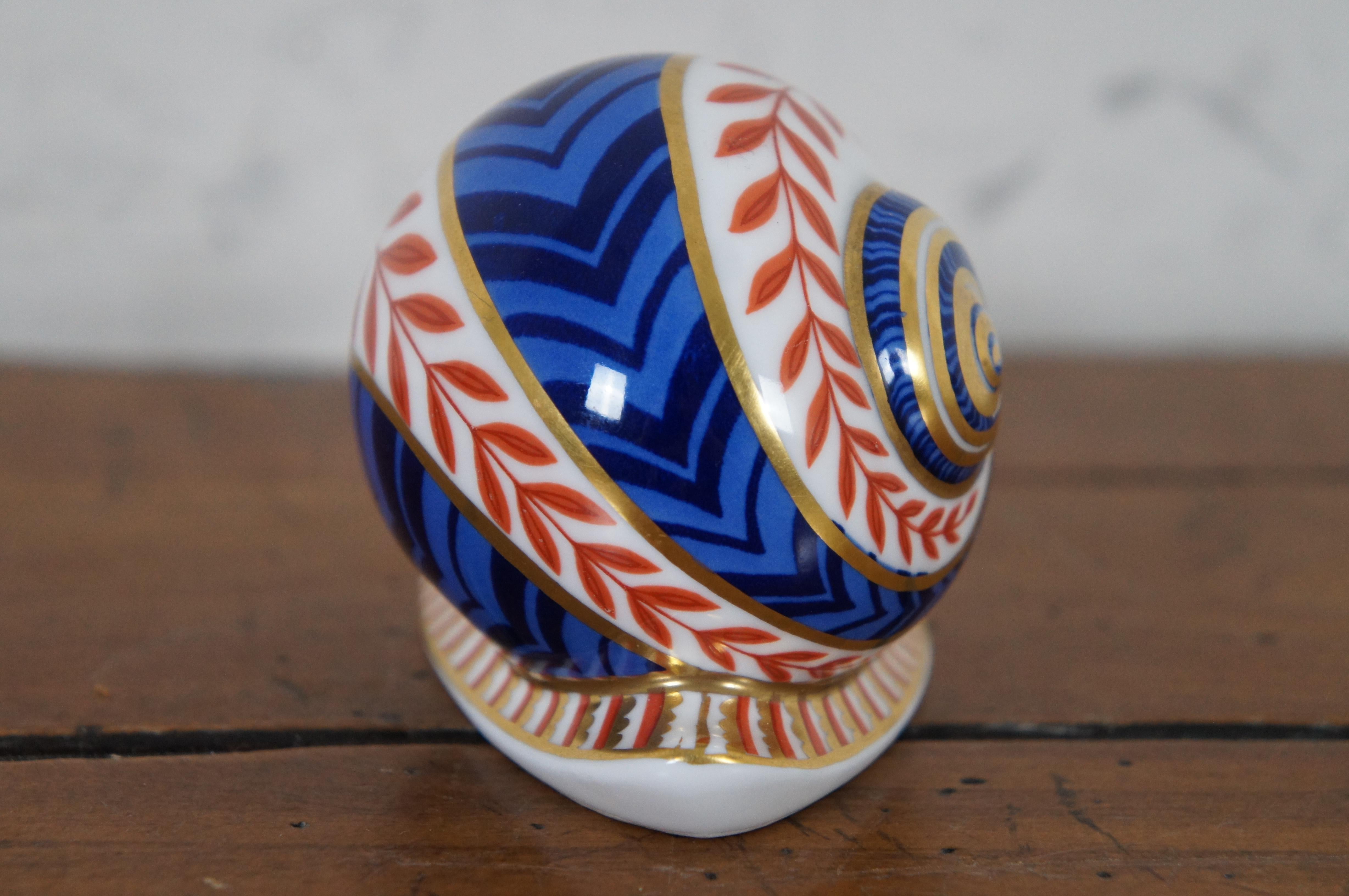 Japonisme 1985 Royal Crown Derby Porcelain Imari 1st Edition Snail Figurine Paperweight