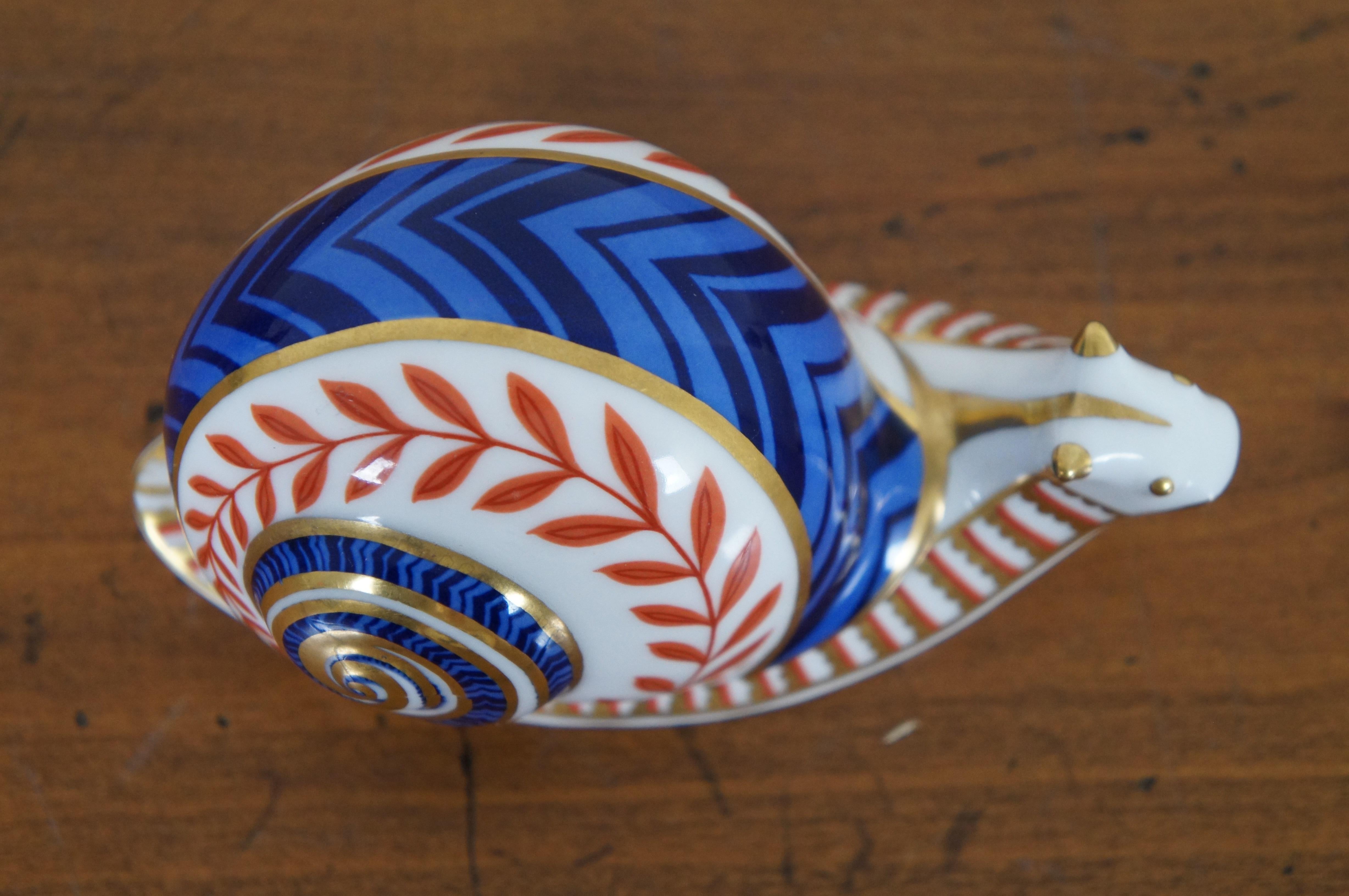 Late 20th Century 1985 Royal Crown Derby Porcelain Imari 1st Edition Snail Figurine Paperweight