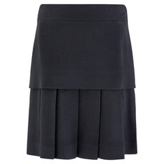 1985 Runway Chanel Black Double Tiered Wool Mini Skirt